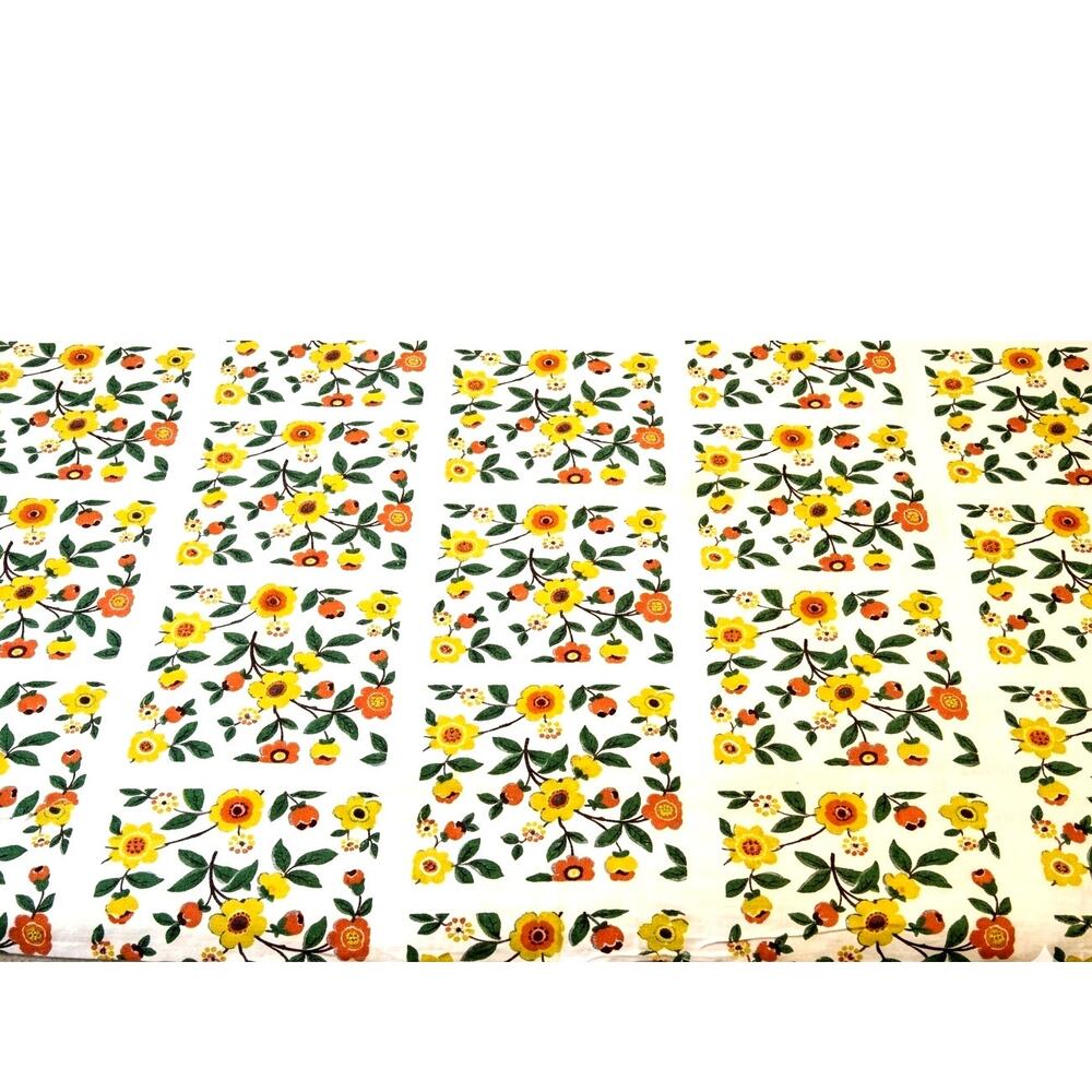 VTG 1950s Startex Starfield Floral Tablecloth Retro Boho Flowers 54x47 READ